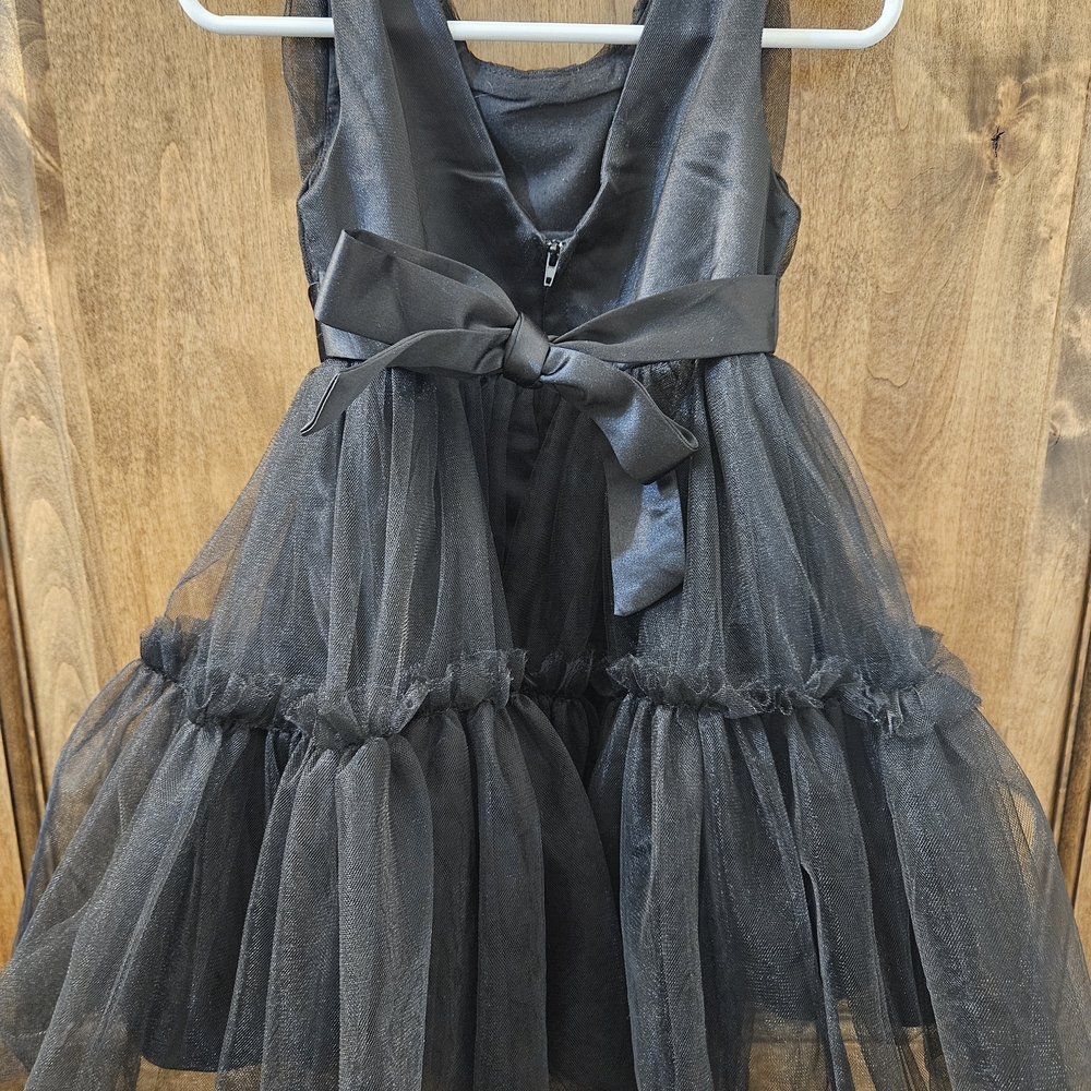 Black Tulle Bow-Accent Girls' Dress - Picture 2 of 3
